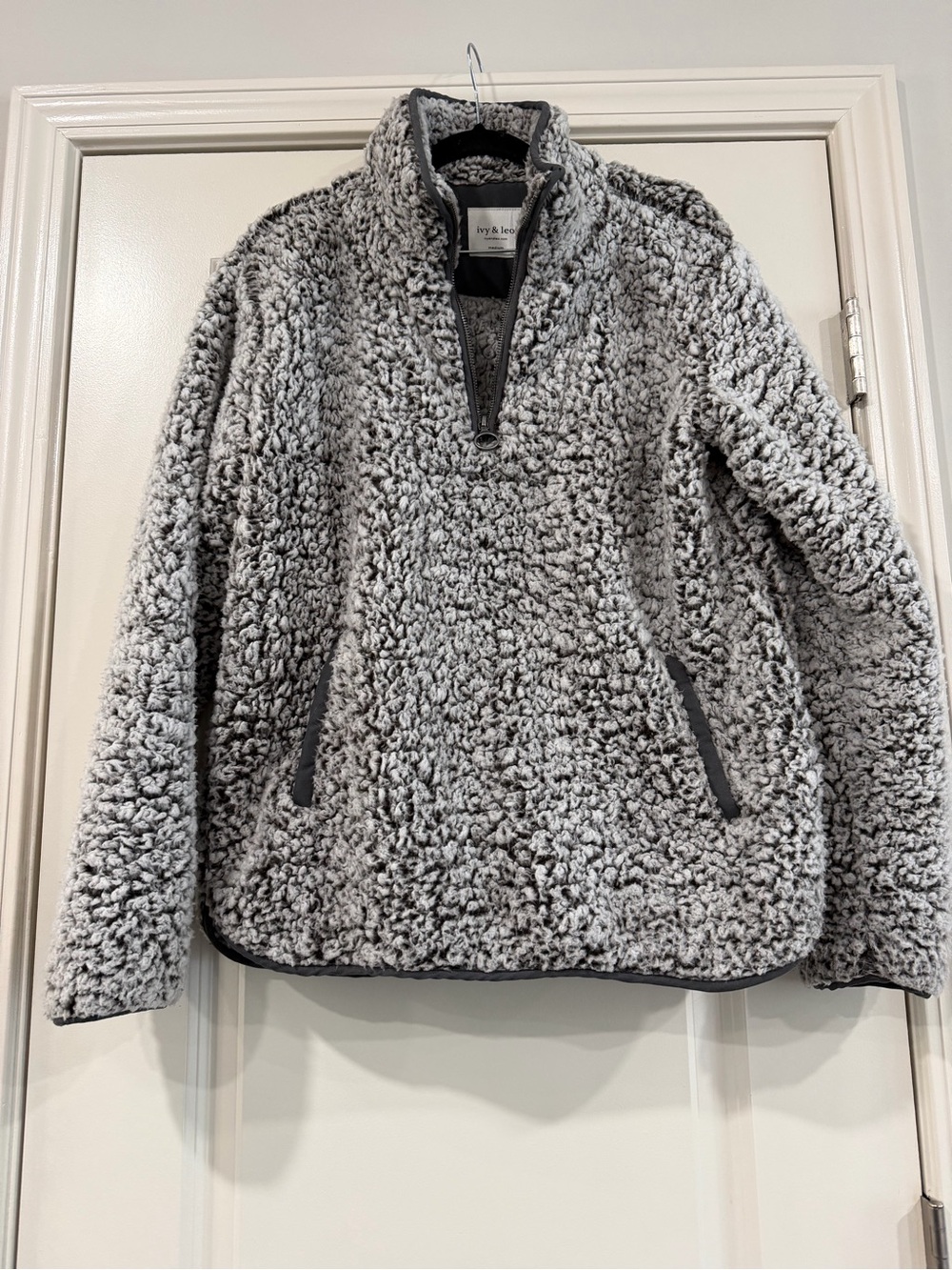 Ivy and Leo Gray Sherpa Half-Zip Pullover